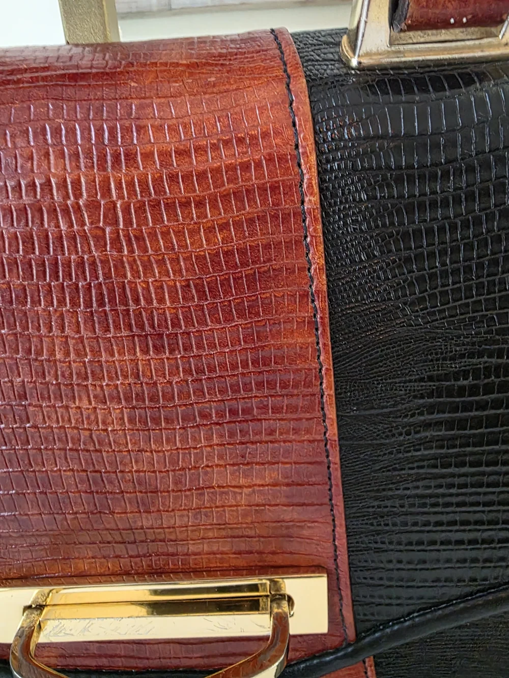 Vintage Roche Signed Calf Leather Briefcase Messenger Laptop Bag Y2K